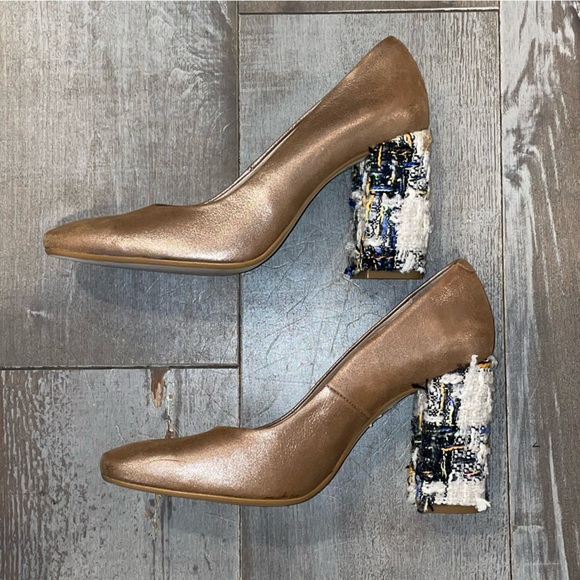 Anthropologie leather and tweed block heels - Picture 4 of 13